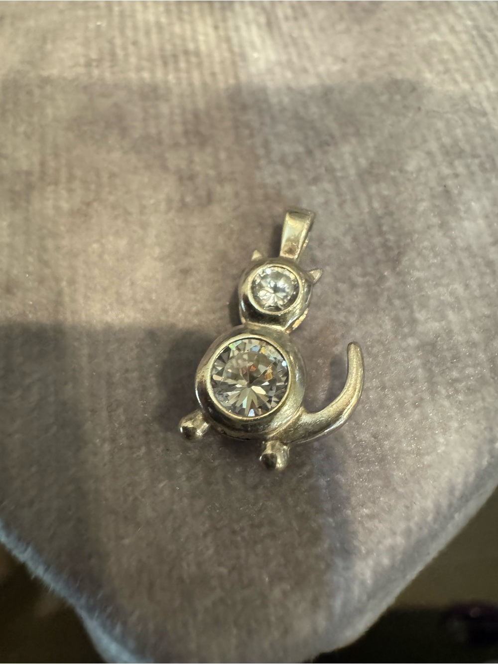 Cat Pendant with Sparkling‎ Crystals - Sterling Silver Tone 925